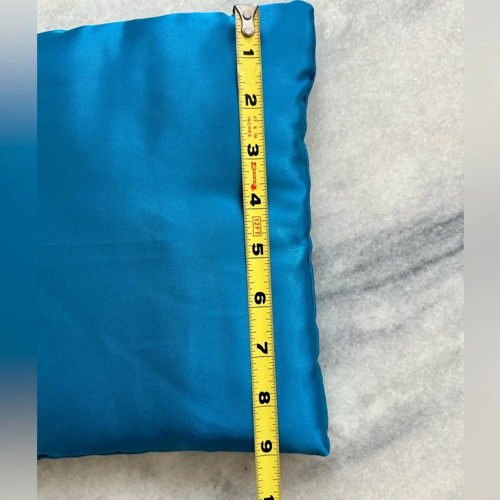 Satin travel pillow home decor accent teal blue turquoise plush